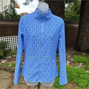 NWT Jude Connally Blue/White Printed Full-Zip Jacket Lightweight Athletic Layer